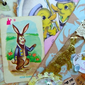 Antique Bunny Rabbit Rare Game Flash Card Great for Easter Projects