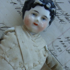 Antique Sawdust Leather Body German Doll Perfect for Farmhouse or White Decor