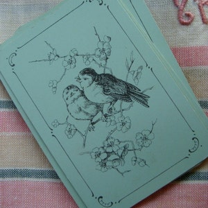 Antique French Small Blue Beautiful Bird Cards for Altered Art image 2