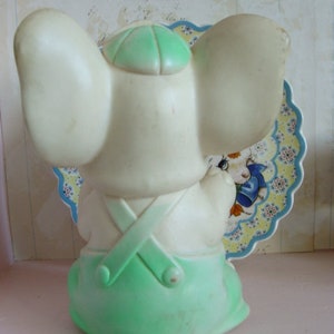 Vintage Kitsch Pretty Mint Color Squeak Toy Elephant image 7