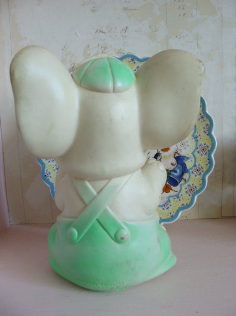 Vintage Kitsch Pretty Mint Color Squeak Toy Elephant image 7