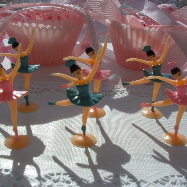 Half Dozen Shabby Chic cupcake Ballerina toppers