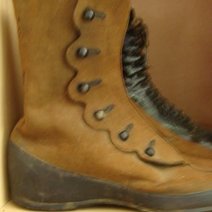 Antique Edwardian Two Toned Shoes Button Up  Boots