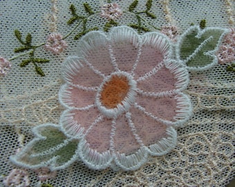 Pretty Vintage Sweet Pink Embroidered Chiffon Appliqué