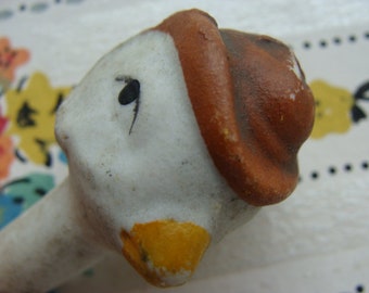 Rare Antique Occupied Japan Easter Duck Bisque Doll Bottler Stopper