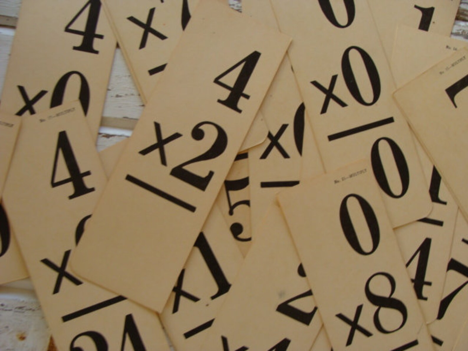 Very Large Math Flash Cards, Numbered Antique Mixed Mathematics Flash ...