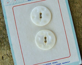 Gorgeous Carved Pearl Antique  button card