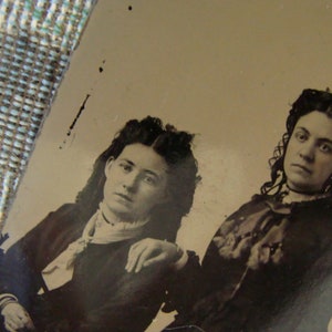 Antique Haute Edwardian Tin Type Photo Very Edwardian Ladies in their Mourning