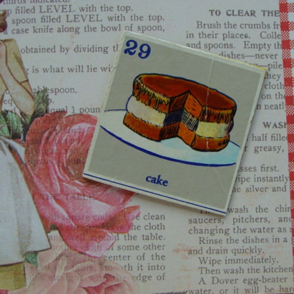 Vintage 1960s Cake Numbered Flash Card Kitsch Decor Dick and Jane Type