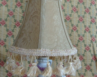 Rare Vintage Beautiful Silk lined Boudoir Lamp Shade with fringe