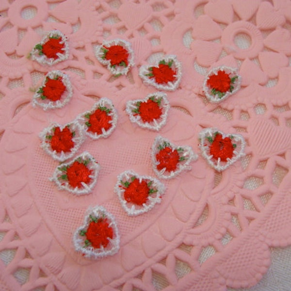 One Dozen Pretty Vintage Valentine Heart Appliques