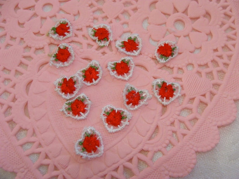 One Dozen Pretty Vintage Valentine Heart Appliques image 1