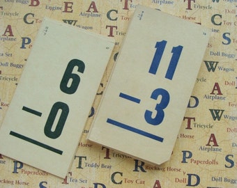 1959 Numbered Antique Subtraction Children's Math Flash Cards