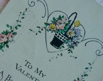 Gorgeous Antique 1925 Watercolor  Handwritten Valentine Postcard 98 years old