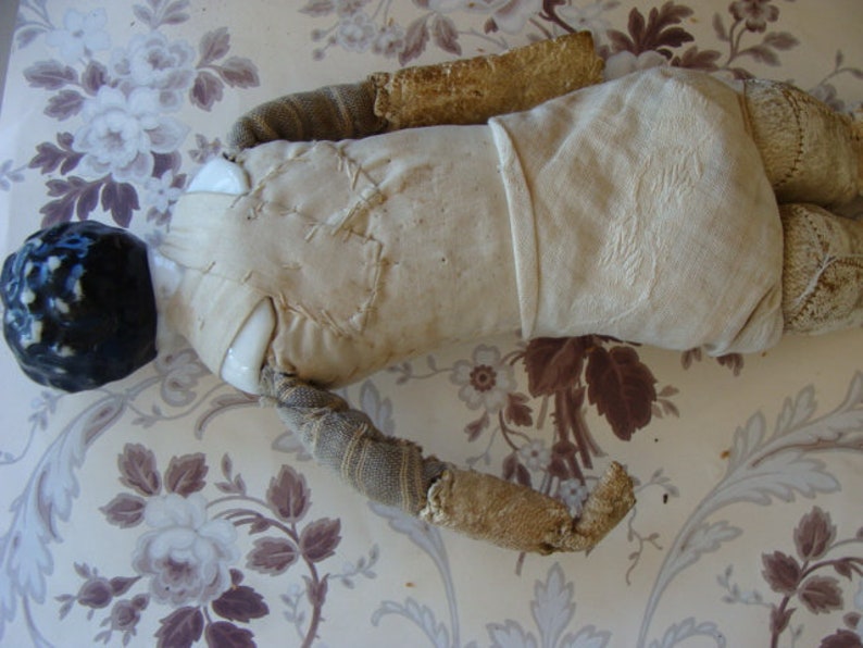 Antique Sawdust Leather Body German Doll Perfect for Farmhouse or White Decor bild 9