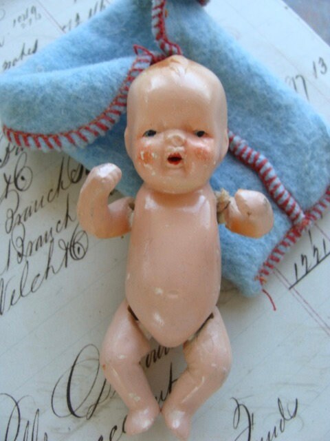 Antique Bisque Adorable Jointed Baby Doll Cold War Japan