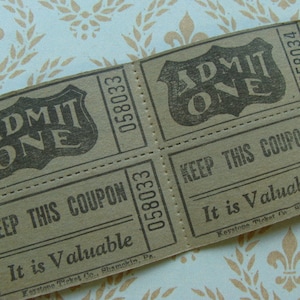 May include: Four vintage brown paper admit one coupons with the text "Keep this coupon, It is valuable" and the text "Keystone Ticket Co., Shamokin, Pa.".