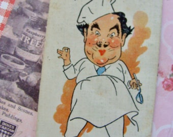 Rare Vintage 1950s Kitsch Chef  Playing Trade Card Kitchen Decor Display