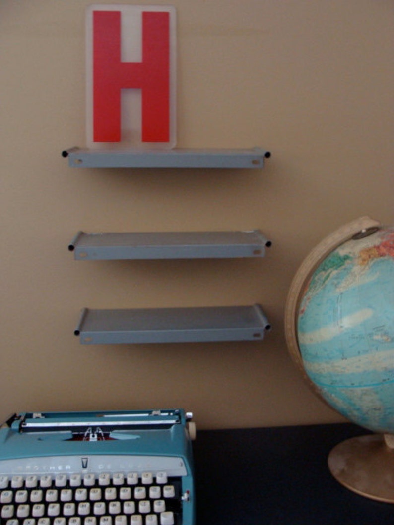 Vintage Industrial Mid Century Modern Metal Shelf Etsy