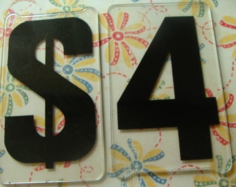 Vintage Industrial Salvaged Acrylic Gas Station Advertisement Number Tile Block