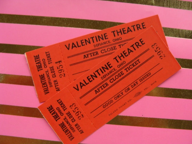 Vintage Valentine Theatre nAntique Tickets Light Cardboard Mint Condition image 3