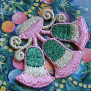 Vintage Christmas Kitsch Pink Embroidered Appliqué Christmas Bell