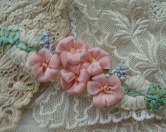 Beautiful Intoxicating Vintage Silk Ribbon Embroidery Luxurious Appliqué Mint Condition