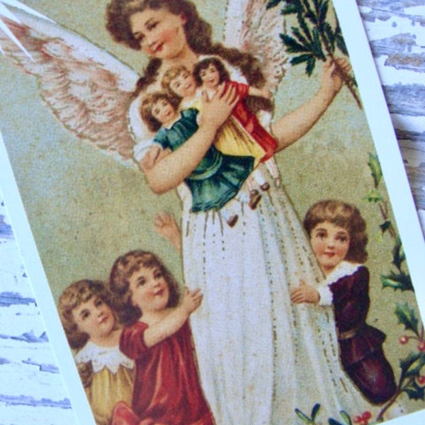 Vintage Pretty Victorian Angel  Holding her Dolls Unused Collector Trade Playing Card