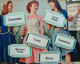 Adorable 1940s Dennison unused Harvest Canning Jar Gummed Labels N090 Wonderful for Garden Altered Journal