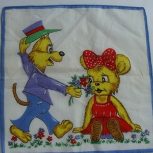 Vintage Kitsch Adorable Kitsch Children&#39;s Hankie