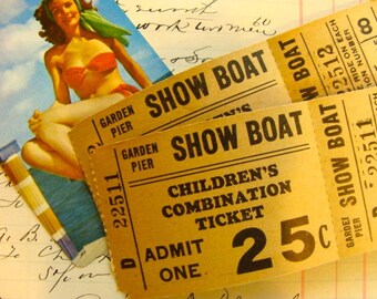 Vintage Nautical Double Sided Two part Show Boat Tickets