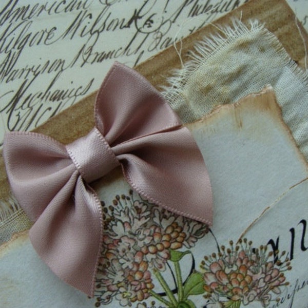 Gorgeous Vintage Unused High End Pretty Silk Rose Hair Bows for Junk Journals, Quilts or Dolls