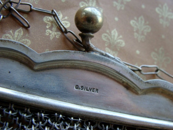 Antique Engraved Silver Mesh Victorian Edwardian… - image 3