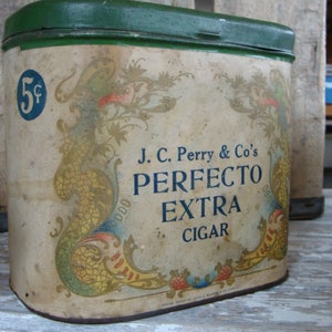 Rare Beautiful Antique 1920s Large Hinged Numbered Cigar Tin