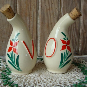 Antique French Farmhouse Vinegar and Olive Oil Carafe Set
