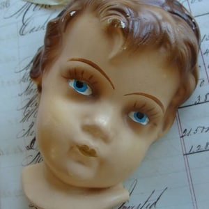 Stunning Large Antique Santos Hand painted Chalk Cherub Angel