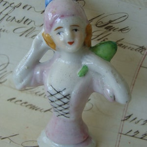 Antique Art Deco  Stunning Pink Pin Cushion half Doll with her Mirror