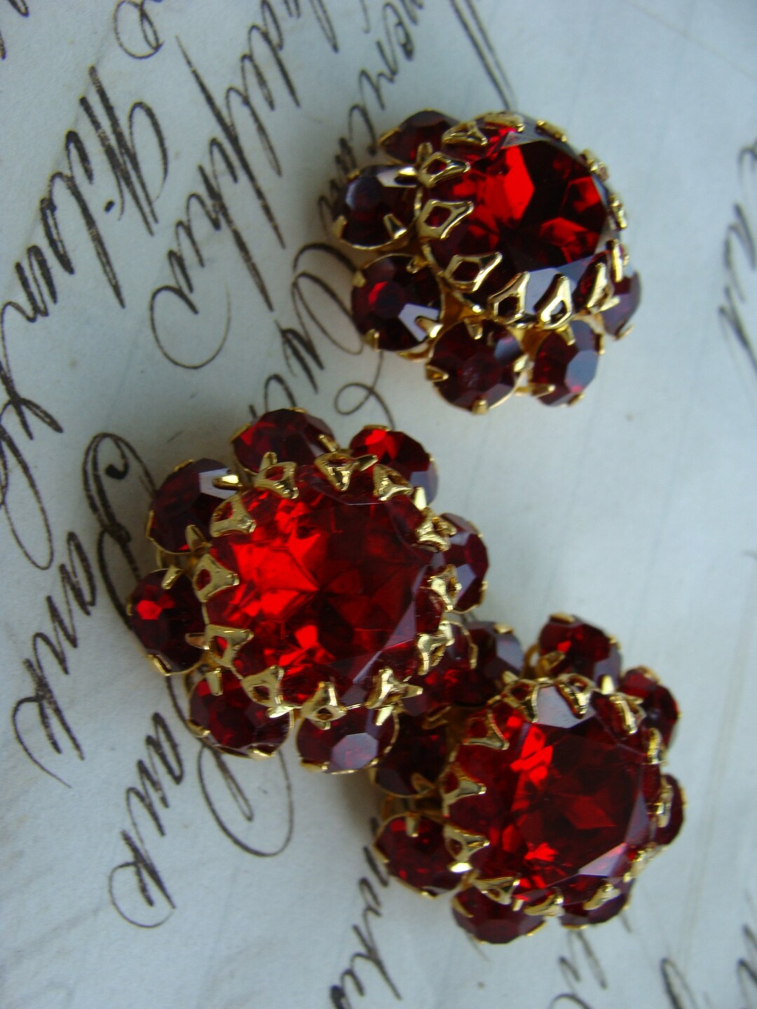 3 New Old Stock True Rhinestone Framed Settings Large Shank Buttons ...