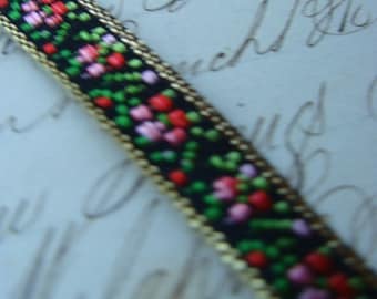 Vintage Gorgeous Embroidered  Metallic Trimmed French Doll Ribbon Trim