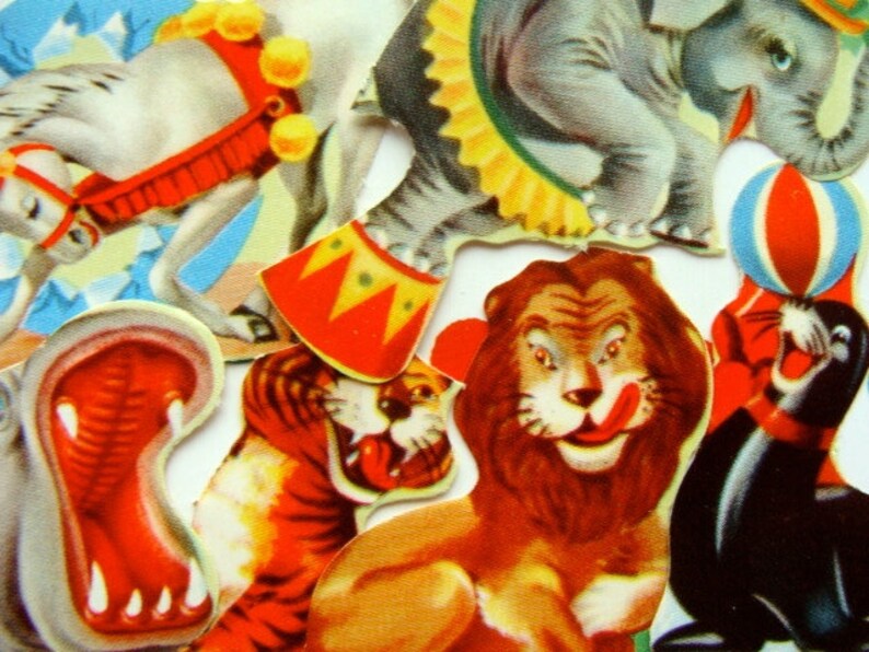 Adorable Carnival Kitsch Vintage Dennison Circus Die Cuts Etsy