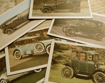 His Stocking Stuffer Road Trip One Dozen Antique Automobile Flash Cards Journey 50 YR Old Cards