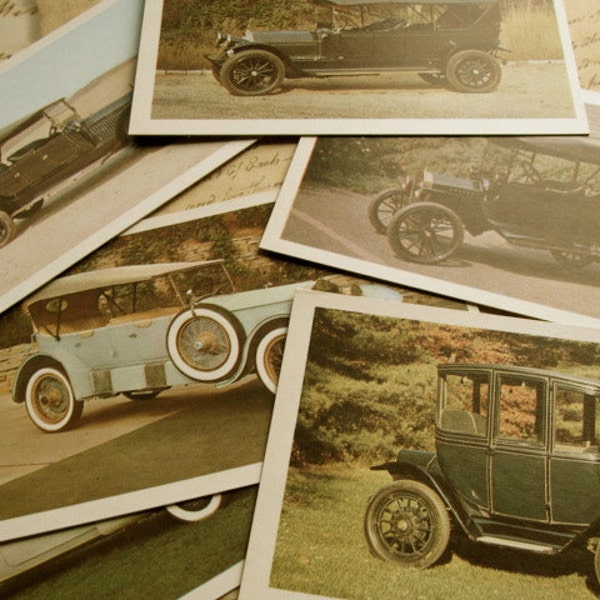 His Stocking Stuffer Road Trip One Dozen Antique Automobile Flash Cards Journey 50 YR Old Cards