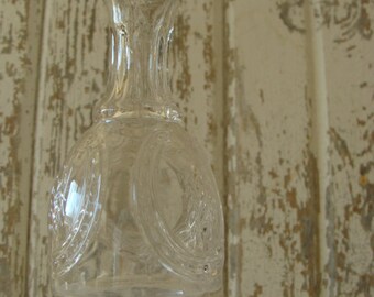 Antique 1920s Art Nouveau Glass Apothecary Bottle with Metal Screw Shaker Lid  Embossed Wheat