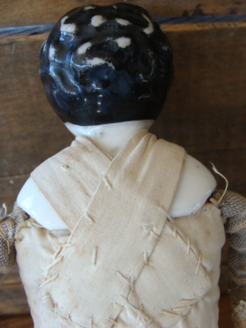 Antique Sawdust Leather Body German Doll Perfect for Farmhouse or White Decor bild 10