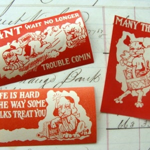 3 Very Very Old and  Nostalgic Antique Gummed Labels