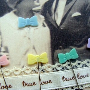 Small Precious and Sweet  Bow Pastel Stick Pins Little Embellishments to dress up everything