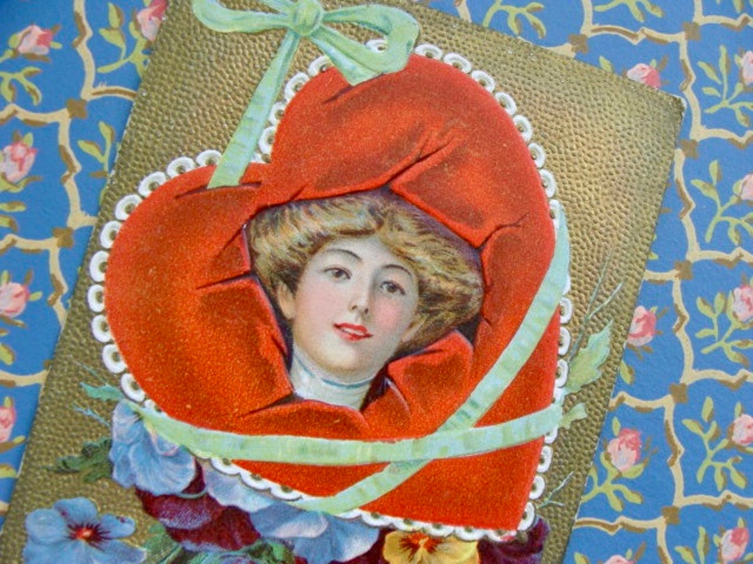 Embossed Antique 1909 Handwritten Valentine Postcard 113 Years