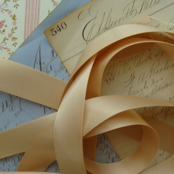 Gorgeous Vintage French Raw Silk Ribbon Yardage Stunning Creamy Wheat Color