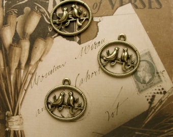 3  Antiqued Bird Charms/Stampings for my Garden Journal