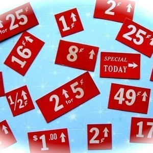 Dozen Antique Vintage 1950s Kitsch Price Tags Totally Awesome Pricing System